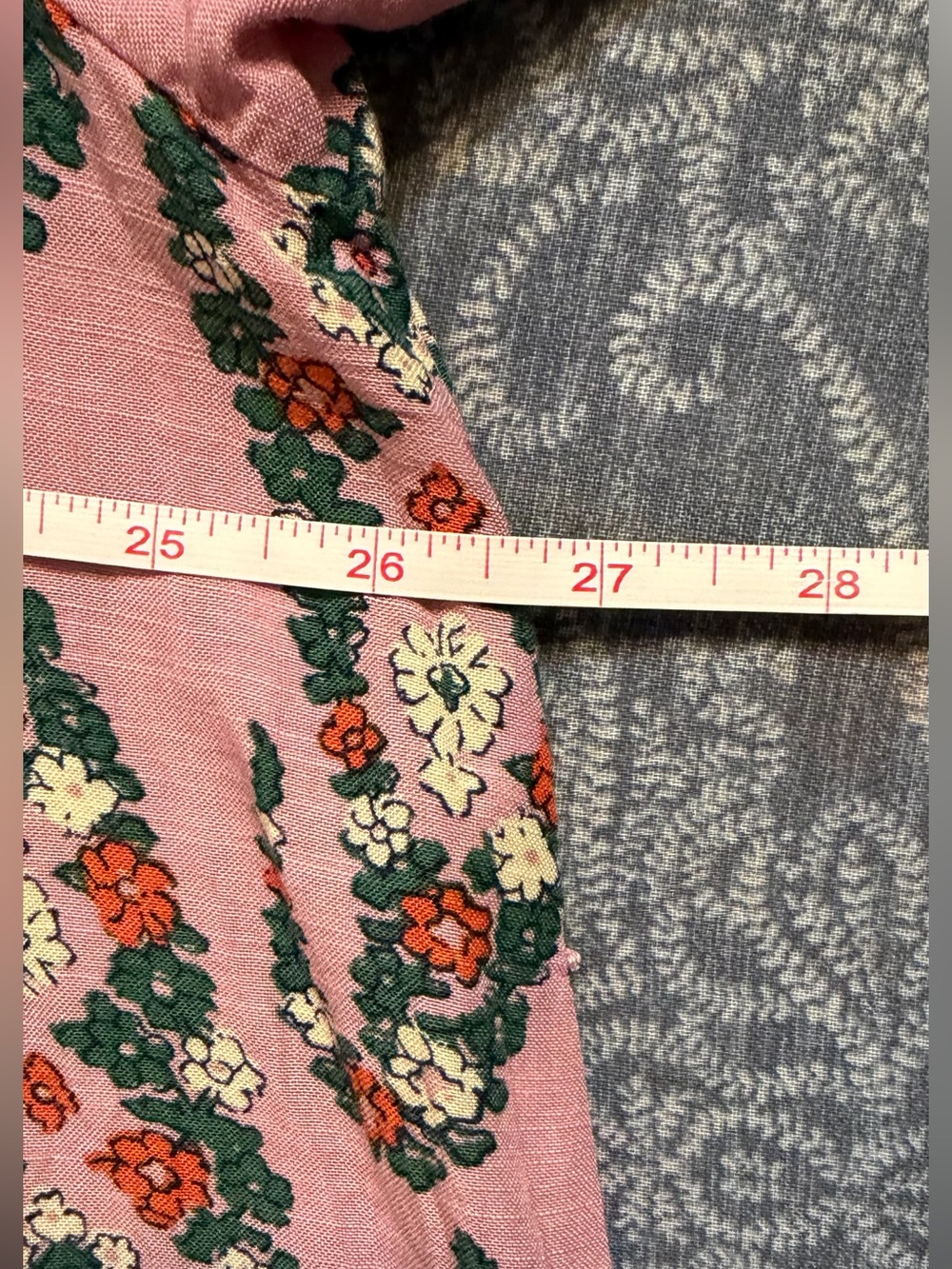 Knox Rose Pink Floral Paisley Midi Dress  with 3/4 Puff Sleeves size Large - Picture 4 of 7